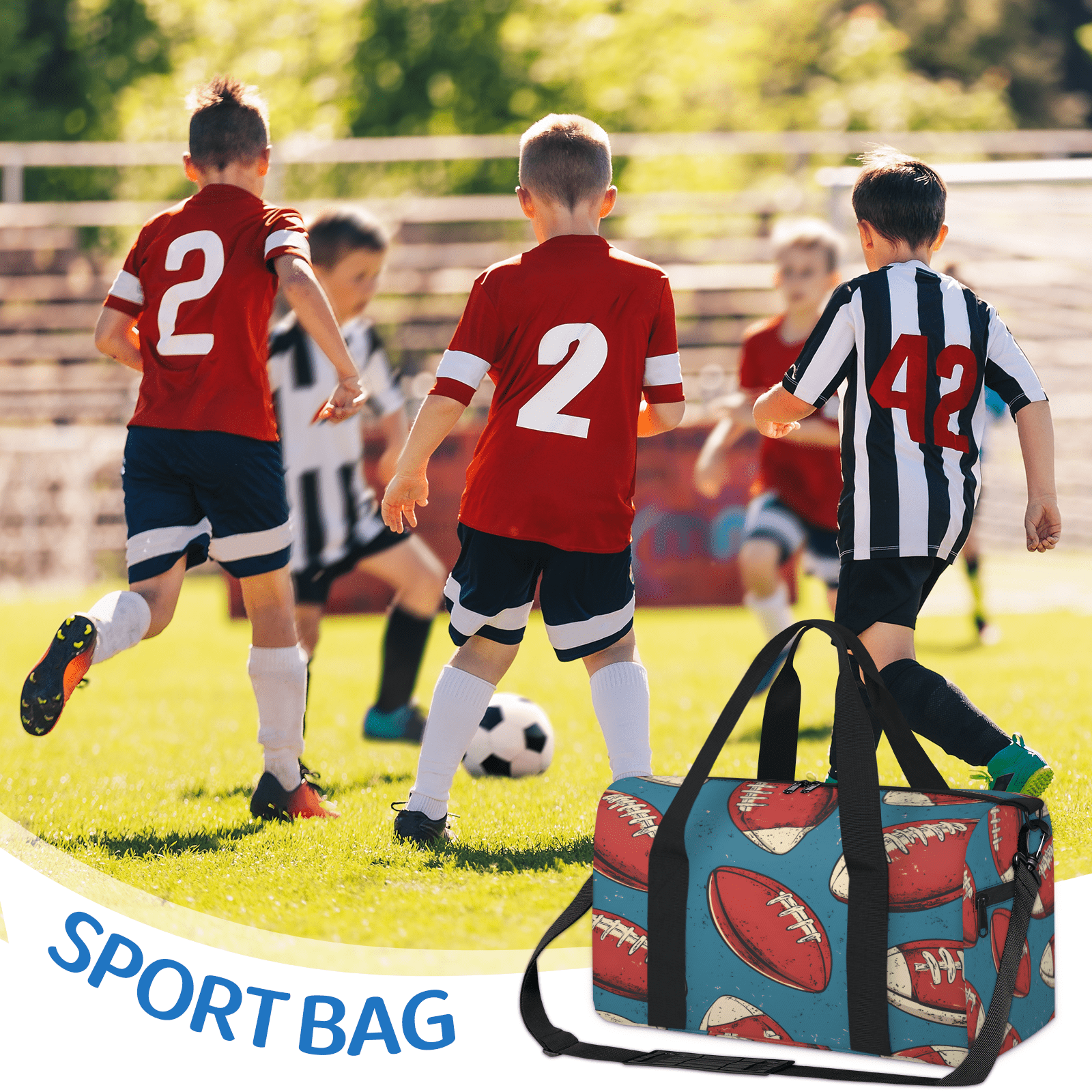 Herdesigns Rugby Sports Gym Bag for Women, Duffle Bag for Travel Sport, Football Lightweight Waterproof Carry on Weekender Dance Yoga Workout Bags