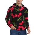 thumbnail image 2 of Uemuo Cherry Pattern Men's Hoodie - Casual Pullover Hoodie with Kangaroo Pocket, Stylish Hooded Sweatshirt for Everyday Wear-XX-Large, 2 of 7