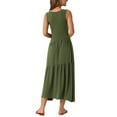 thumbnail image 3 of INSPIRE CHIC Women's Summer Casual Sleeveless Crew Neck Sundress A-Line Flowy Tiered Maxi Dress S Army Green, 3 of 6