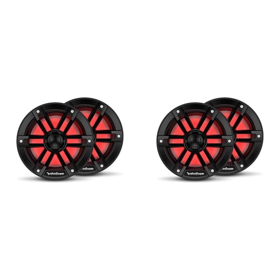 Rockford Fosgate M1-6B RGB LED 6.5" Marine Speakers (4 Pack) Black– 2-Way Coaxial Boat Speakers Pontoon & Center Console Audio Upgrade