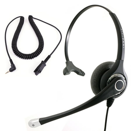 Plantronics Compatible Best Sound Monaural Headset + 2.5 mm Headset Jack Combo for Desk Phone as Office