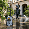 thumbnail image 6 of Electric Pressure Washer, 4200PSI 2.6GPM Portable Power Washer with 3 Length Adjustable Spray Gun, 0-60° Multi-Angle Nozzle, Foam Tank, Rolling Wheels, for Car Driveway Patio Fence Home Cleaning, 6 of 9