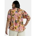 thumbnail image 4 of Terra & Sky Women's Plus Size Smocked Blouse, Sizes 0X-5X, 4 of 5