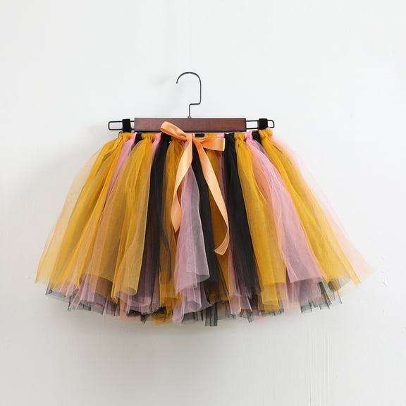 gljltg Toddler Girls Layered Tutu Skirt Sequin Tulle Dance Skirts Toddler Baby Girls Cute Christmas Net Yarn Princess Skirt Multi-color Skirt Bow Headband Suit 2-8 Years