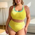 thumbnail image 4 of Ticikt Womens Plus Size Bikini Swimsuit High Waisted Swimsuits Bathing Suit 2 Piece Tummy Control Sporty Two Piece Bathing Suit Ribbed Women 2026,Color:Yellow,Size:XXL, 4 of 5
