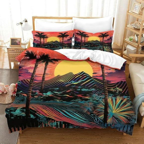 Sunny Beach Crib Set, Sports Mattress Protector, 3D Passionate Party Design, Microfibre, 3 Piece Set with Zip And 2 Pillowcases, .