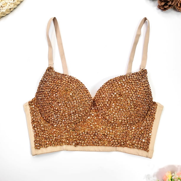Chaqueta de cuentas para mujer con tirantes de espina de pescado y diamantes para danza del vientre, para uso exterior, modelado del cuerpo, pecho, actuación en el escenario, sexy, ombligo