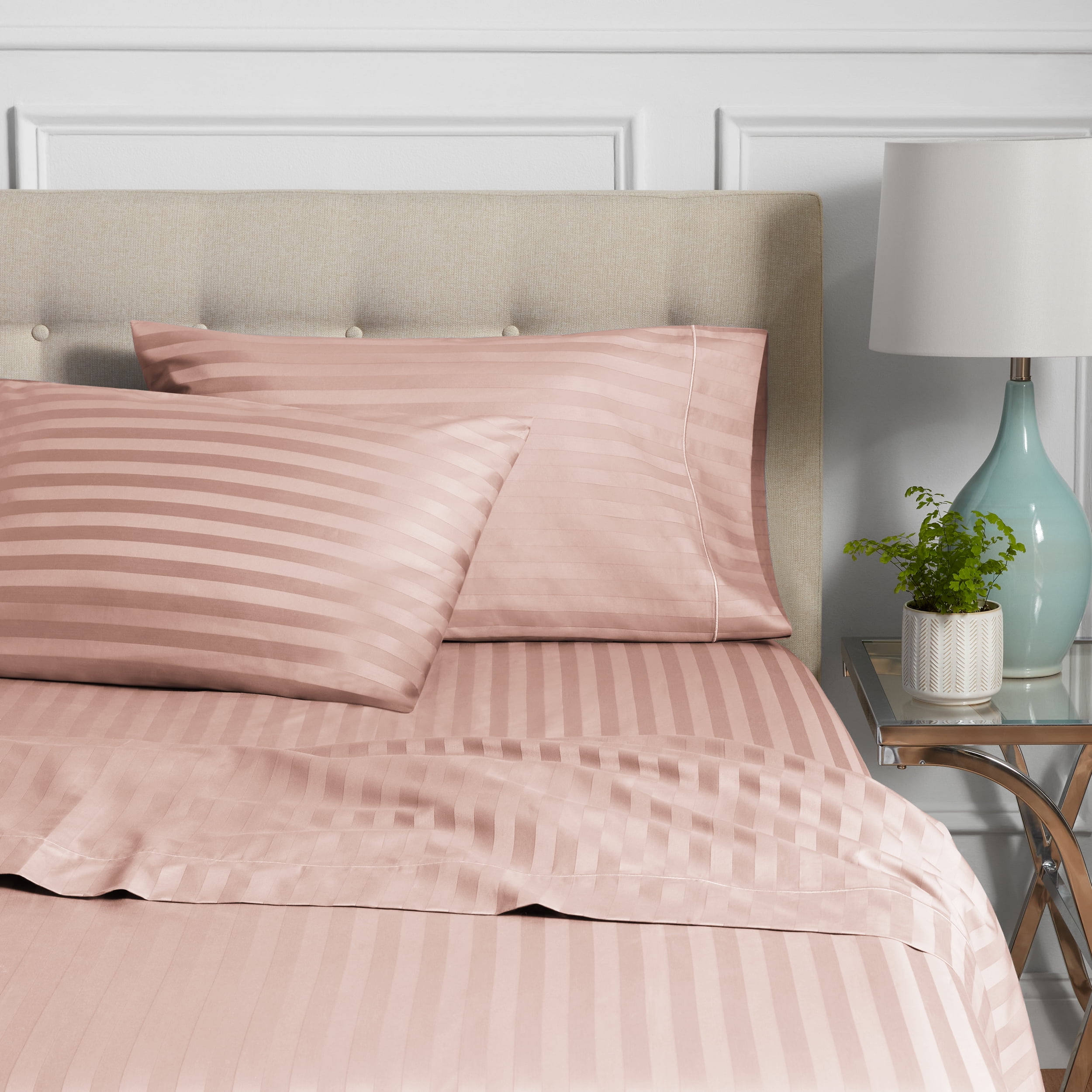 Hotel Style 600 Thread Count Rose Stripe Egyptian Cotton Adult Pillow Cases, Queen (2 Count)