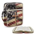 thumbnail image 2 of Pzuqiu US Flag Cross Bible Case for Girls Vintage Bible Protector with Multi-Pockets Soft Functional Bibles Bag Journal Case Large Quilted Bibles Cover Perfect Gift for Women, 2 of 7