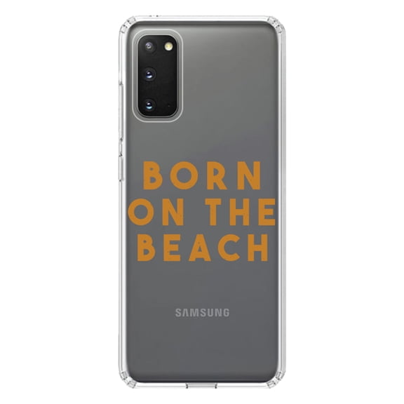 DistinctInk Clear Shockproof Hybrid Case for Galaxy S20 ULTRA / 5G (6.9" Screen) - TPU Bumper Acrylic Back Tempered Glass Screen Protector - Born on the Beach