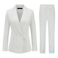 thumbnail image 1 of Yynuda Ensemble 2 Pcs pour Femme, Revers Châle, Tenue Formelle de Bureau, Tailleur Ajusté pour Affaires (blazer + Pantalon), 1 of 3