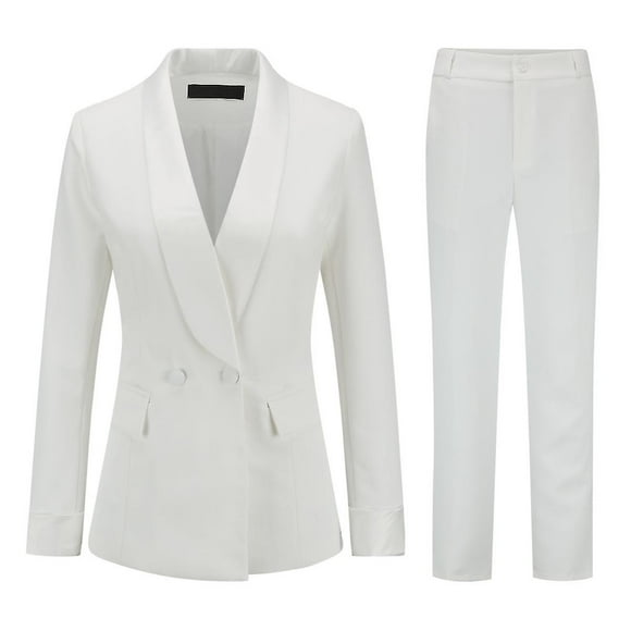 Yynuda Ensemble 2 Pcs pour Femme, Revers Châle, Tenue Formelle de Bureau, Tailleur Ajusté pour Affaires (blazer + Pantalon)