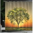 thumbnail image 4 of Ambesonne Landscape Shower Curtain, Sunset Scenery Valley, 69"Wx70"L, Fern Green Marigold, 4 of 5