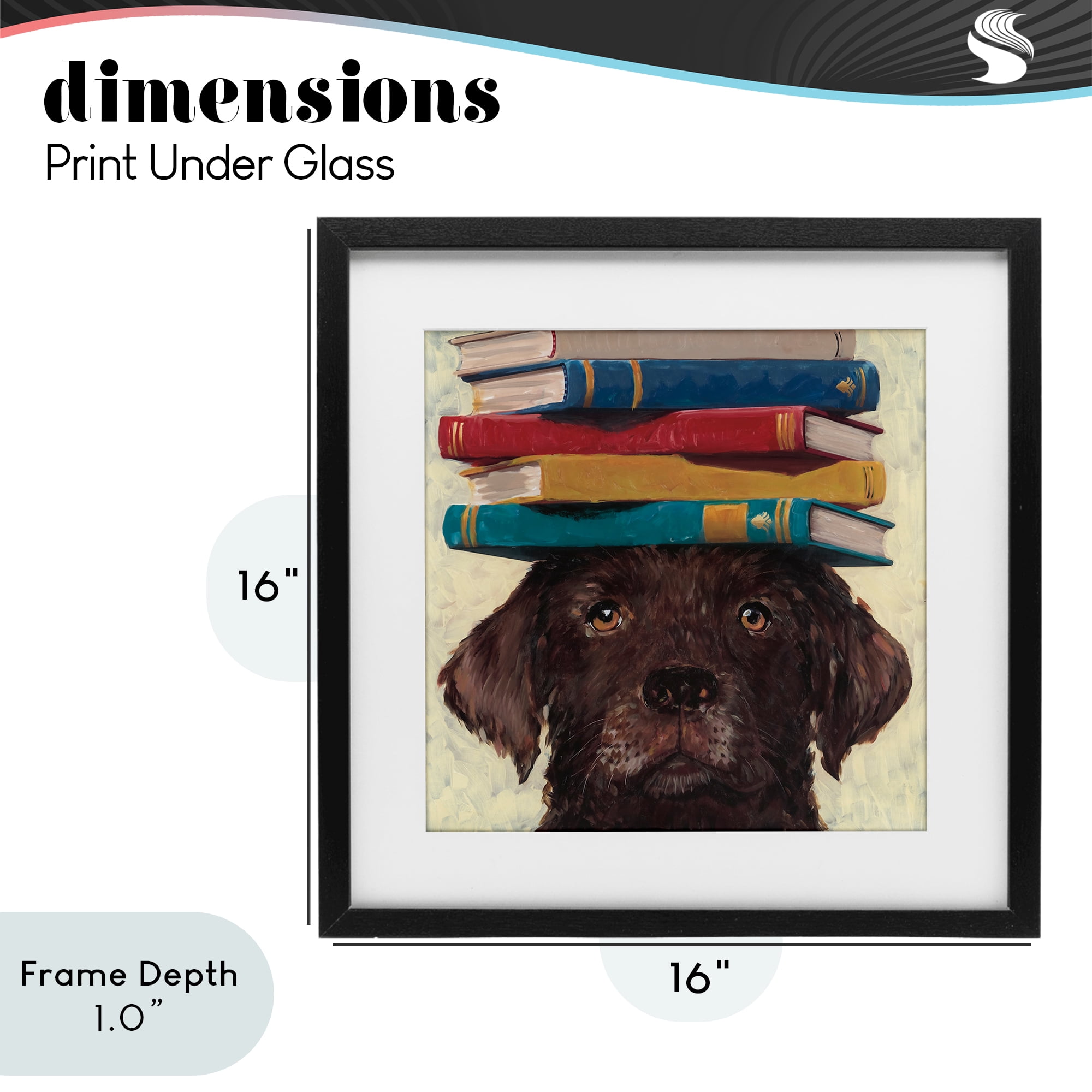 Stupell Industries Studious Abby Dog Black Framed Print Under Glass, design by Studio Bautista