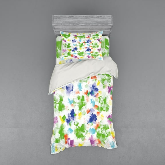 Ambesonne Modern Bedding Set 3 Pcs, Vivid Ornaments, Twin, Multicolor