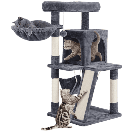 SmileMart 40  Medium Cat Tree with Condo  Dark Gray