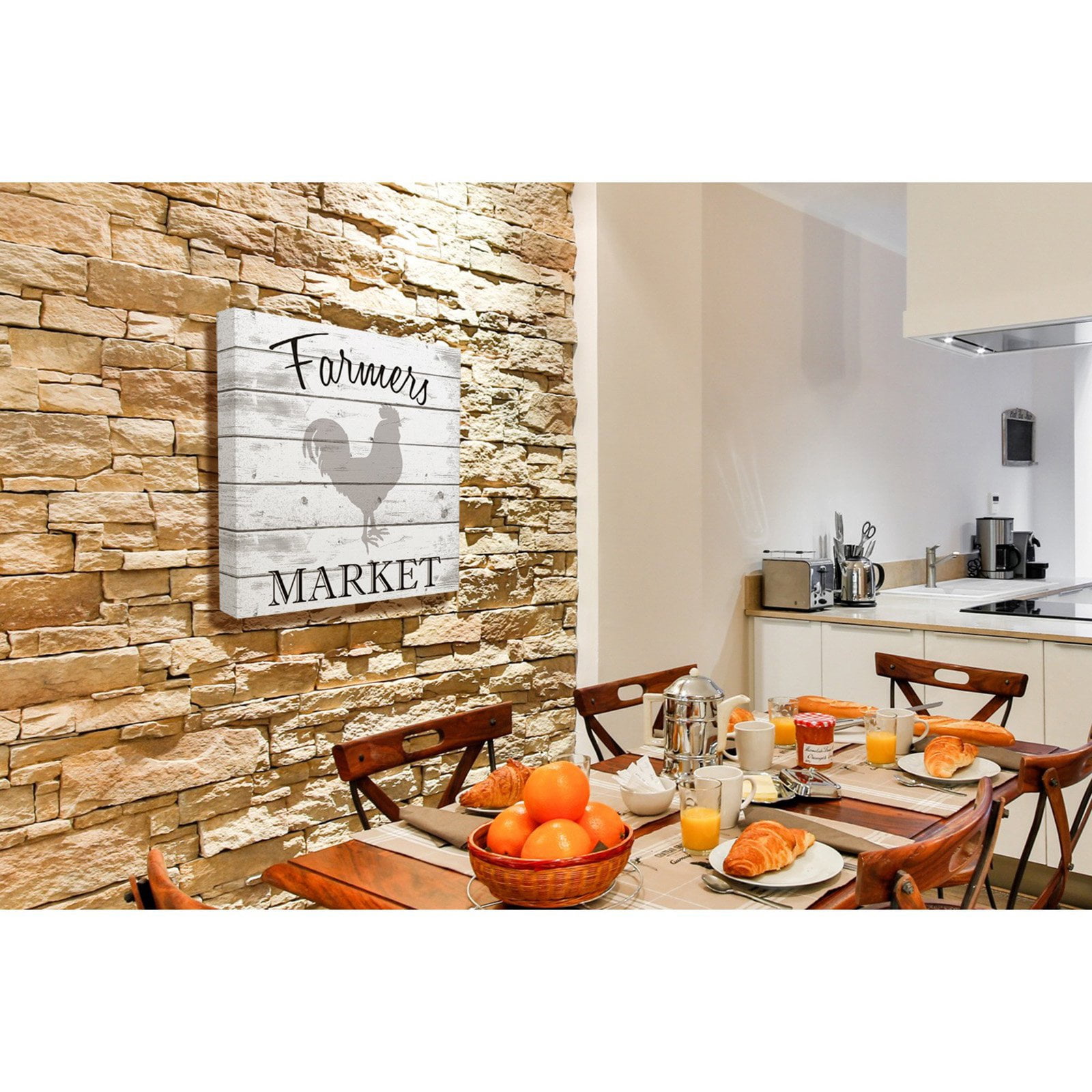 the stupell home decor collection farmers market rooster grey and white planked look wall plaque art, 12 x 0.5 x 12