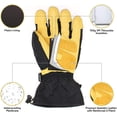 thumbnail image 2 of GnarPack 420 WINTER SKI/SNOWMOBILE/SNOWBOARD GLOVES for Men - Waterproof, Thinsulate Thermal Insulation, Goatskin Leather Palm and Fingers with Double Reinforced Z patch -Small, 2 of 2