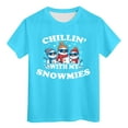 thumbnail image 5 of Ulanda Funny Chillin With My Snowmies Christmas Snowman Kids T-Shirt (Sky Blue, 13-14Years), 5 of 5