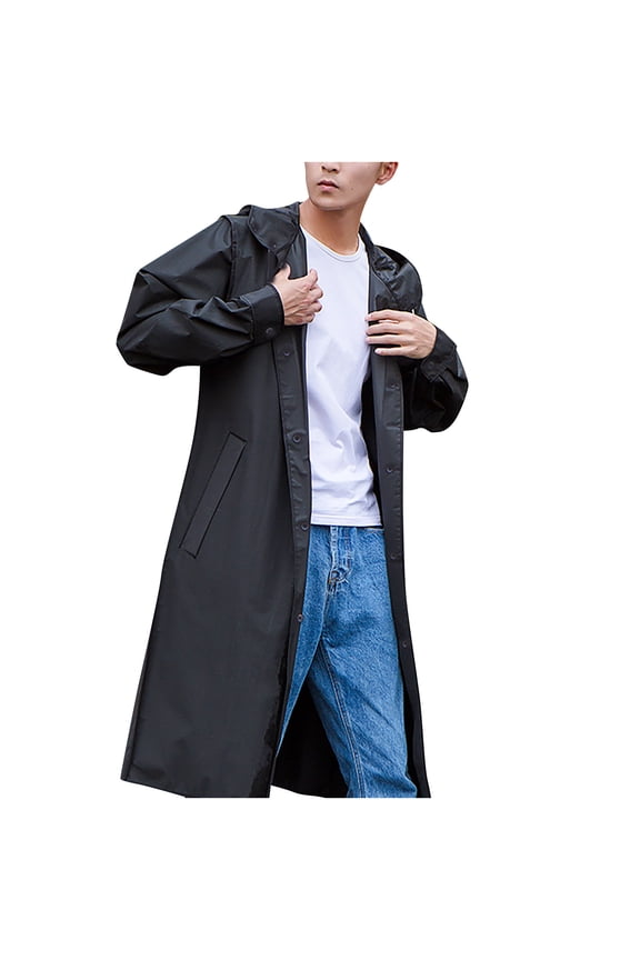 Women And Man Casual Long Sleeve Bomber Jacket Waterproof Coat Walking Raincoat Black XL
