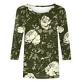 thumbnail image 4 of VBTAPA 3/4 Sleeve Tops for Women Summer Dressy Floral Print T-shirt Loose Casual Mid-length Pullover Blouse Big Sales Today Multicolor S, 4 of 6