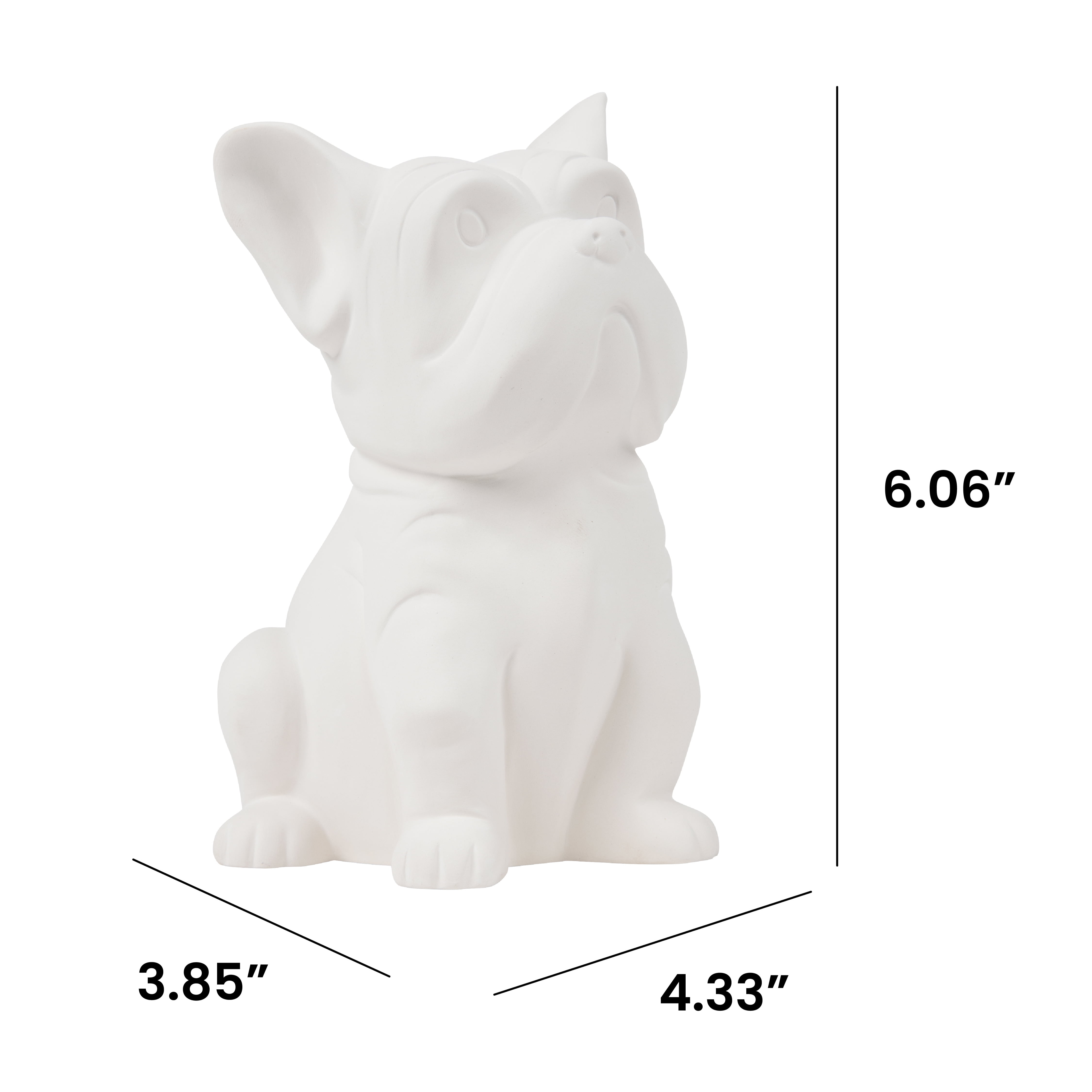 Hello Hobby Paintable French Bulldog Figure, White Ceramic 6" to Paint, Craft Base