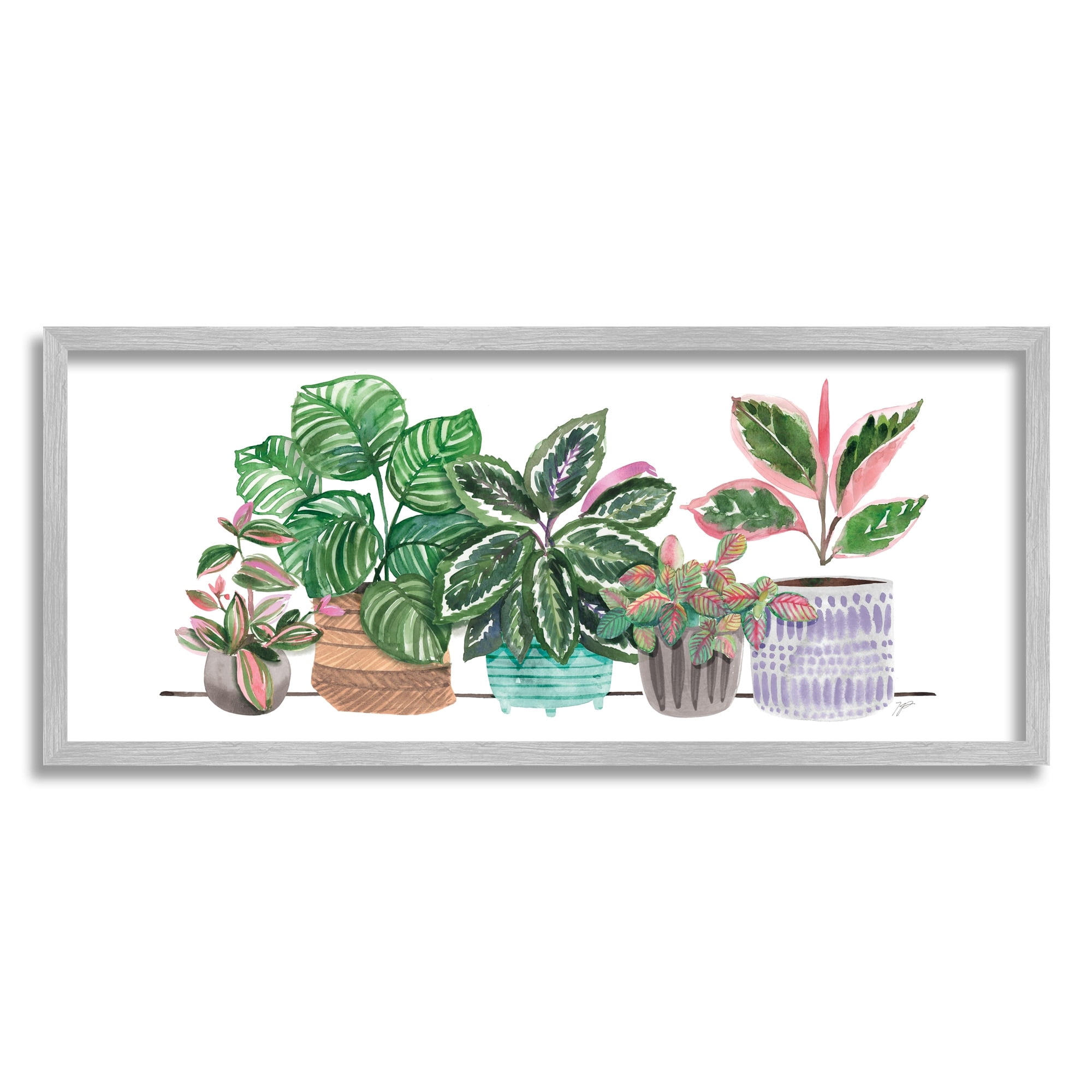 Stupell Industries Potted Plants Herbal Leaves Green Pattern Foliage, 30 x 13, Design by Karyn Panganiban