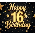 thumbnail image 4 of Yatrandify Gold Theme Happy Birthday Banner Glitter Design Stars Decor for Sweet 16 Celebration Party Decoration Event Background, 4 of 8