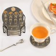 thumbnail image 3 of Yayeee 6 PCS Drink Coasters with Holder Set Woven Absorbent Round Tabletop Hot Pad, Beige Halloween Skeleton, 3 of 7