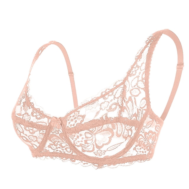 Bras for Women Womens Underwire Bra Lace Floral Bra Unlined Unpadded Plus Size Full Coverage Bra 34