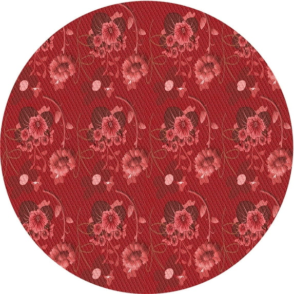 Ahgly Company Indoor Round Patterned Red Area Rugs, 6' Round