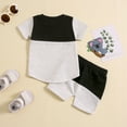 thumbnail image 6 of Toddler Boys 2 Piece Clothes Crew Neck Color Block Beach Holiday Summer Sets Soft Comfy Baby Boy Outfit,Black,2-3 Years, 6 of 6
