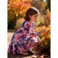 thumbnail image 3 of Lanbubble Girls Dresses Long Sleeve Butterfly Printed Casual Twirly Dress Fall Clothes 5-13 Years, 3 of 10
