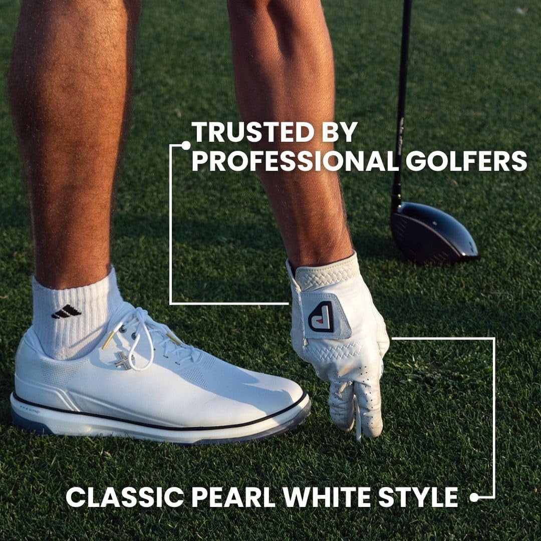 PUR3 Cabretta Leather Golf Gloves Men Left Hand and Right Hand | with Putting Aim Ball Marker | Real Genuine Ultra Soft Cabretta Leather Golf Glove | Multi-Pack