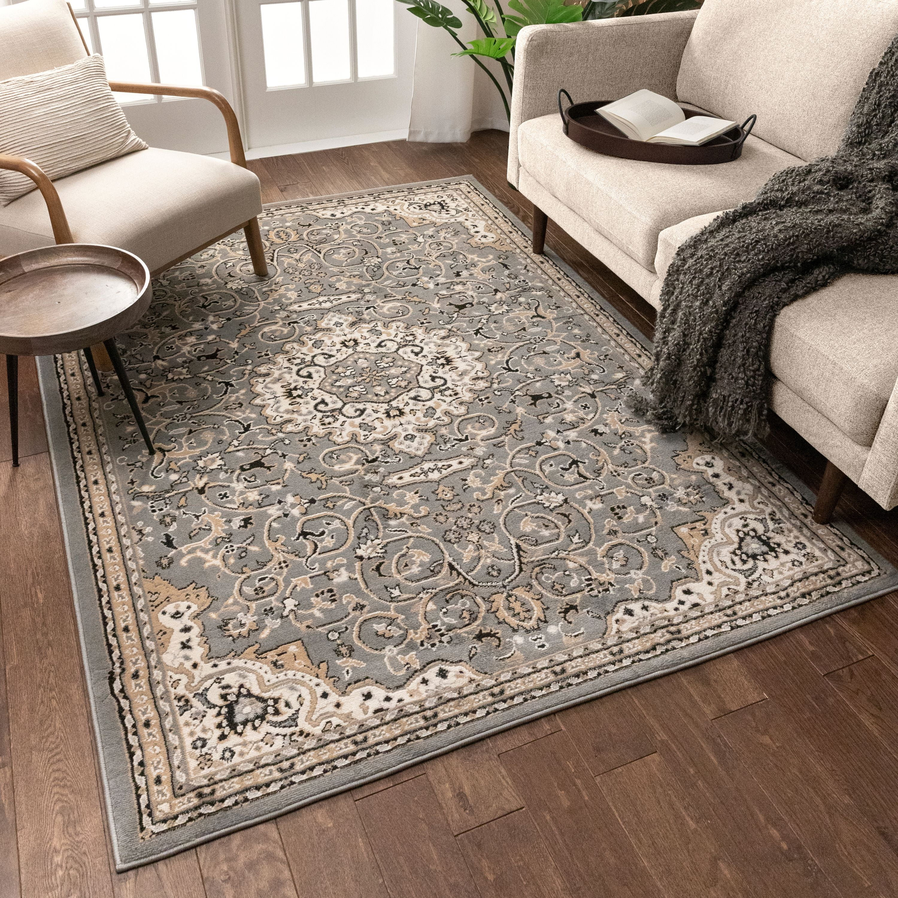 Well Woven Persa 5 3 X 7 Traditional Medallion Center Grey Traditional Medallion Center Grey