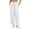 White, variant on Women's Drawstring Elastic Waist Seamed Split Hem Loose Linen Pants,Textured Woven Full Length Casual Baggy Trousers with Side Pockets
