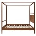 thumbnail image 6 of Euroco Wood Queen Size Canopy Bed, Platform Bed with Four Posters, Walnut, 6 of 7