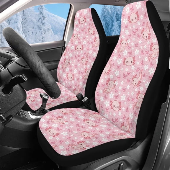 Uorisanigo Pink Axolotl Seat Covers for Cars, Trucks, & SUV - 2 Pack Universal Auto Protectors for Front Seats - Easy Installation Seats Cover for SUV Interior Covers & Seat Cover Accessories