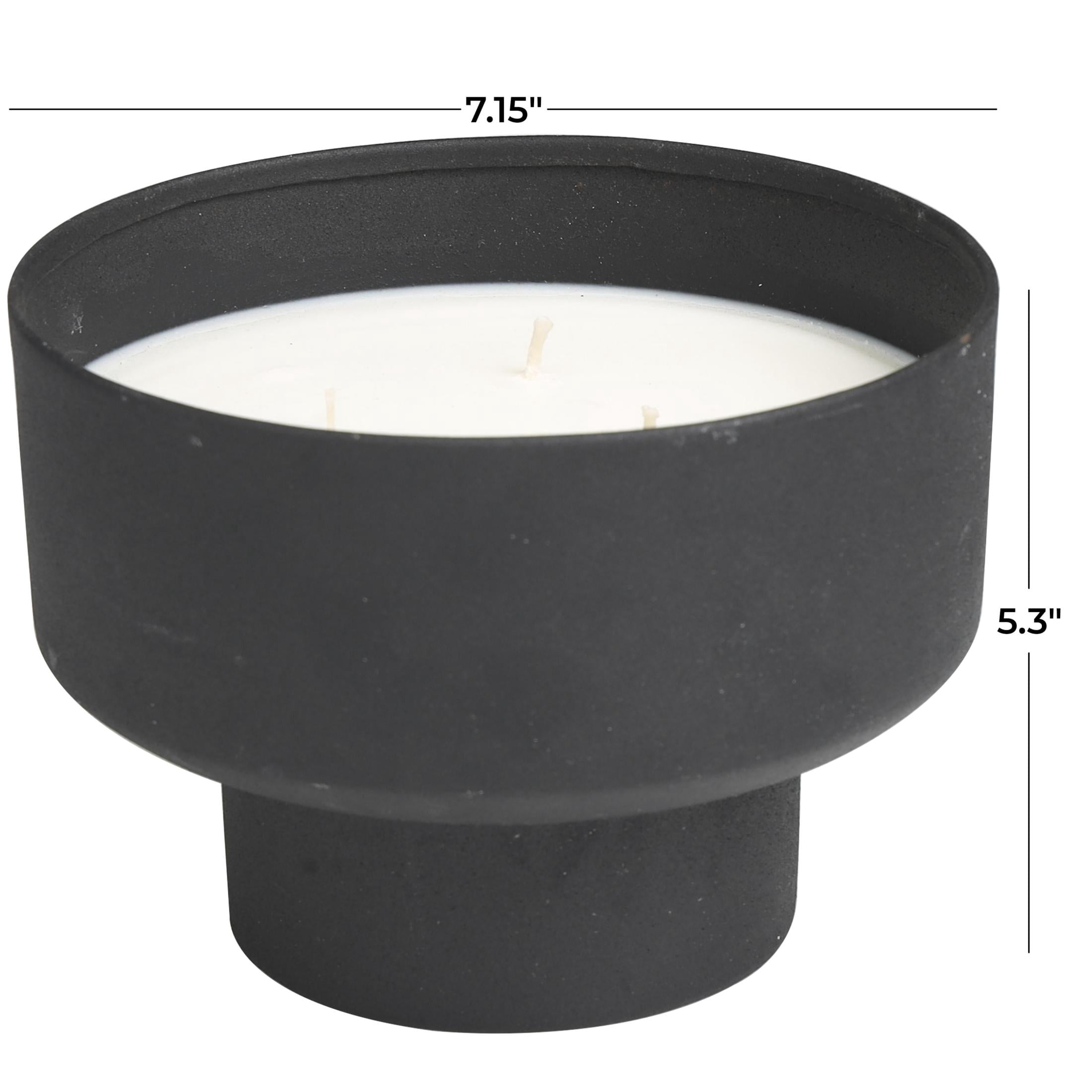 DecMode Black Metal Campfire Scented Matte 50 oz 3 Wick Candle with White Wax