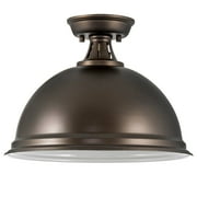 Kira Home Belle 14" Ceiling Light, Close to Ceiling Light Fixtures, Dome Shaped Metal Shade, Oil Rubbed Bronze/Brown |