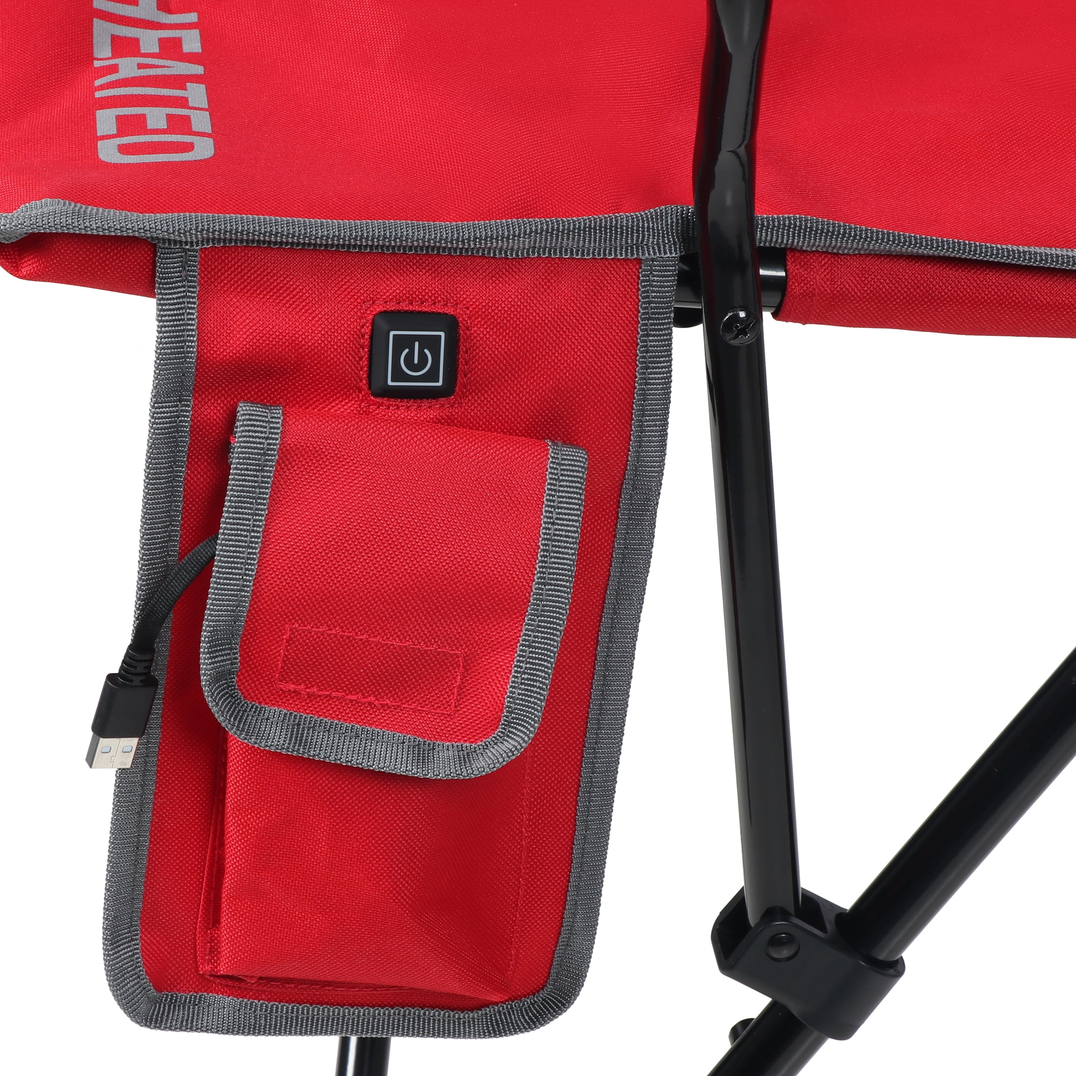Ozark Trail Hard Arm Heated Chair, Red