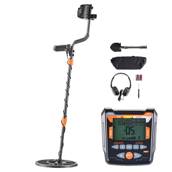 KFFKFF Metal Detector for Adults, 12", Professional High Accuracy Gold Detector, IP68 Waterproof Search Coil with Display, Headphones