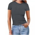 thumbnail image 1 of Eres Más Que una Camisa de Puntuación de Prueba Sexy de Manga Corta Lentejuelas Suelta Camisa de Blusa con Cuello en V, Poliéster, 1 of 6