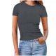 thumbnail image 1 of Eres Más Que una Camisa de Puntuación de Prueba Sexy de Manga Corta Lentejuelas Suelta Camisa de Blusa con Cuello en V, Poliéster, 1 of 6