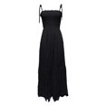 thumbnail image 5 of DHFJKG Women's Summer Dress Smocked Cami Spaghetti Strap A Line Maxi Dress Fashion Beach Vacation Clothes Versatile Dresses, 5 of 6