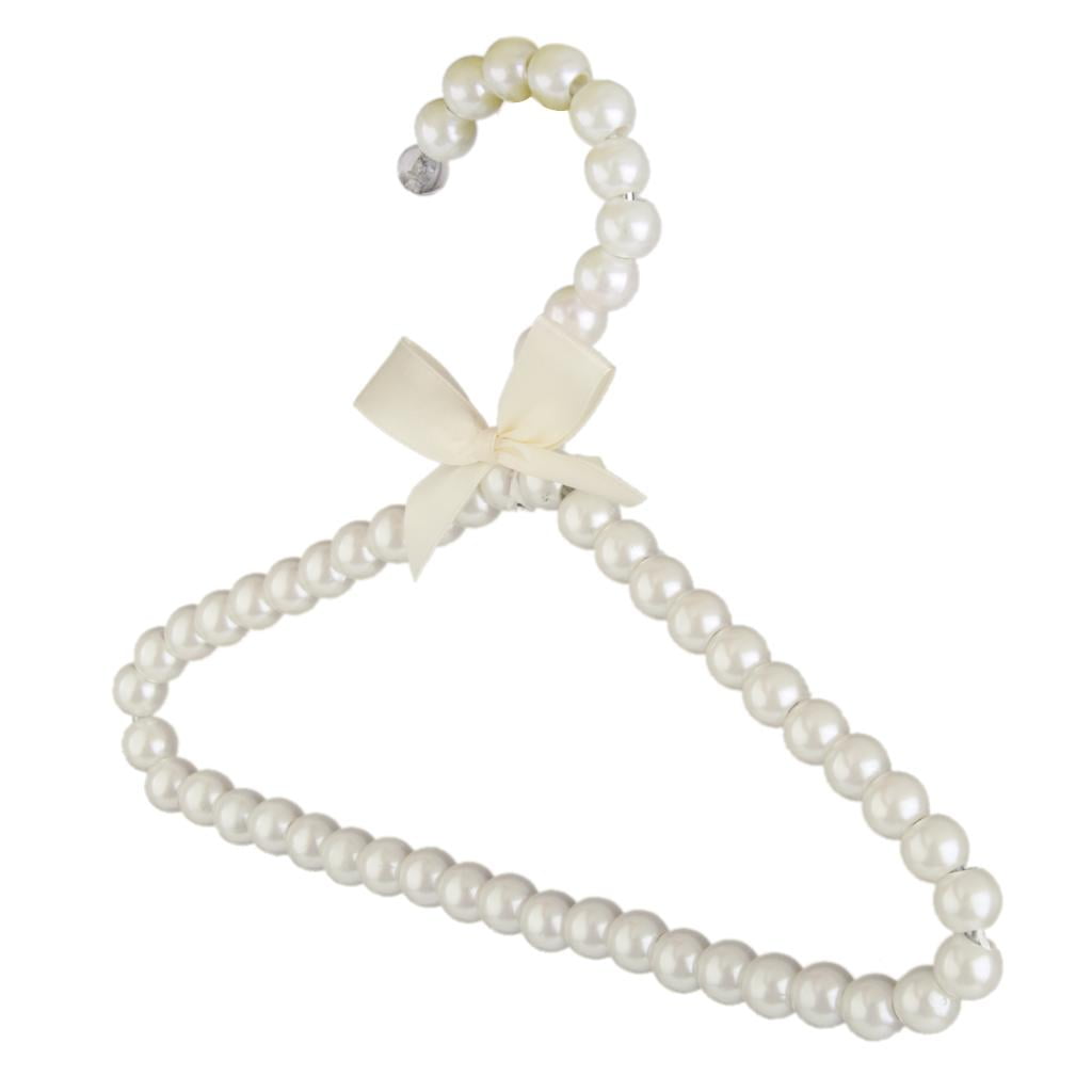 Dualoai 5Pcs White Pearl Bow Clothes Hangers Hook Rack for Baby Kids Halloween Christmas
