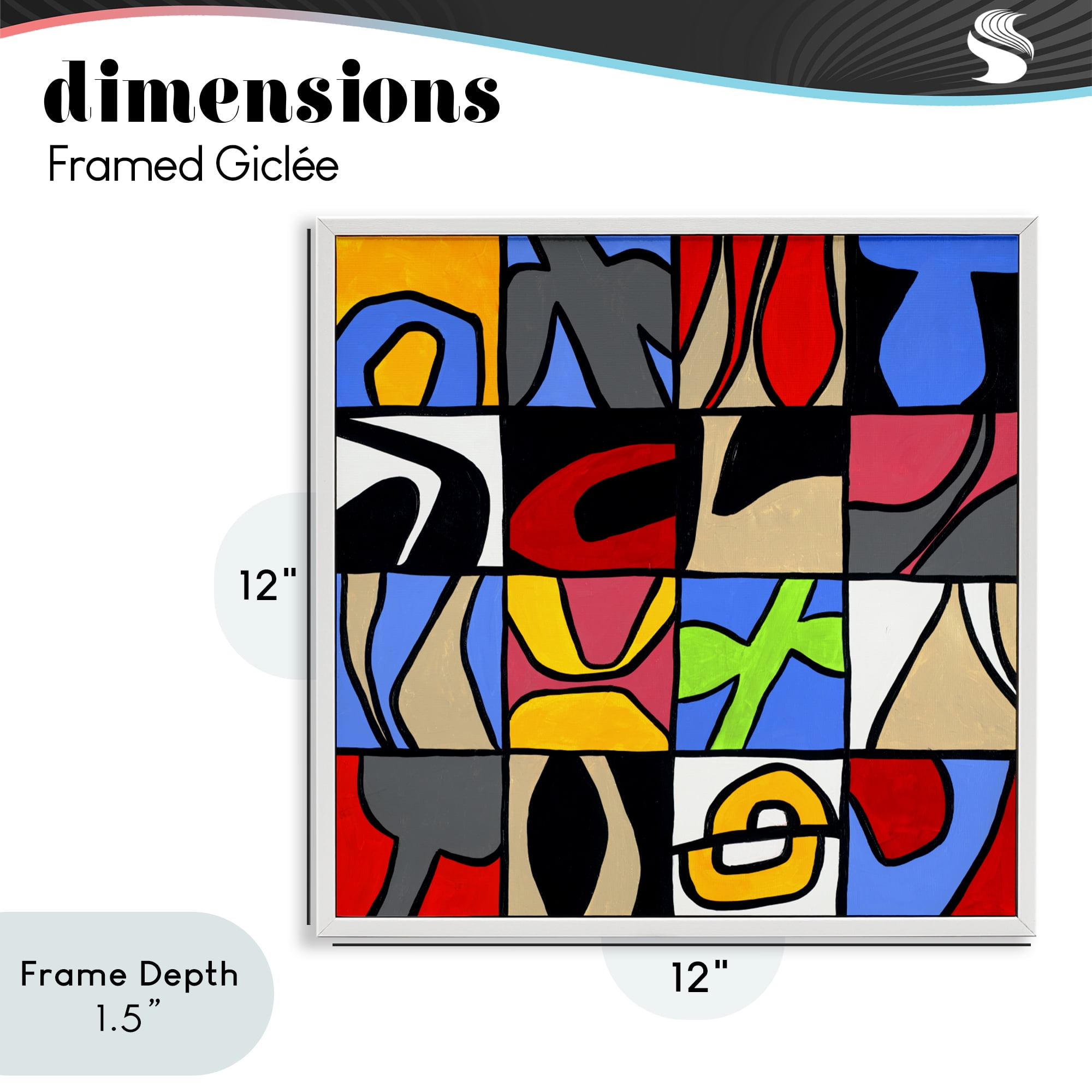 Stupell Industries Alternating Contrast Shapes Abstraction White Framed Giclee Art, design by Ruth Fromstein
