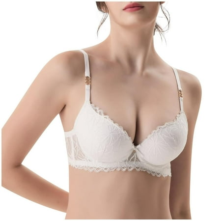 Yyeselk Women s Lace Push Up Bra Lift Plunge Full Coverage Underwire Bra Seamless Comfort Breathable Bra Daily Bra White XXXL