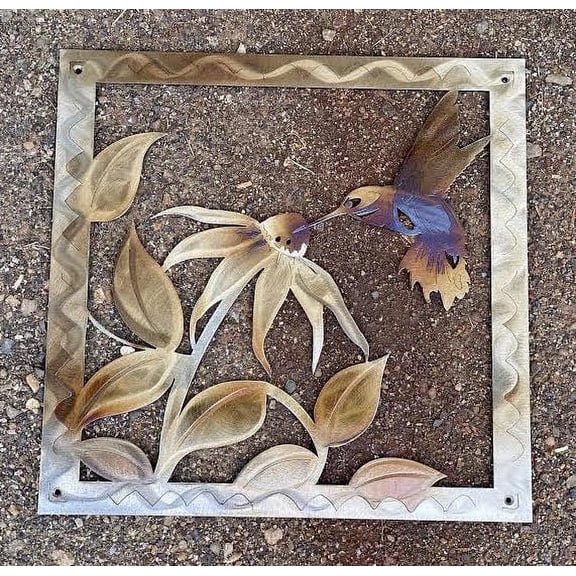Wall Mounted Hummingbird Home Decor, Metal Wall Art, Wall Hanging, Welcome Sign