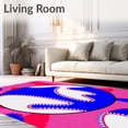 thumbnail image 2 of ODIKA 8'x10' Machine Washable Non-Slip Area Rug, Baseball Stitch Inspired Interlocking Motif with Festive Accents High Traffic Rug, Pink, 643555, 2 of 7